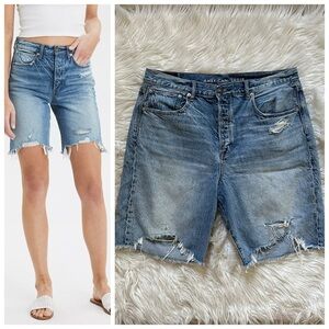 American Eagle Outfitters Blue Distressed Denim Shorts
